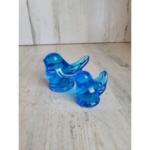 Leo ward vintage mama baby bird blue glass mini figure set unique home decor